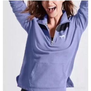 •PINK•MOCK NECK 1/4 ZIP FRESH VOLIET W/CHARCOAL GRAY COLORBLOCK PULLOVER XS